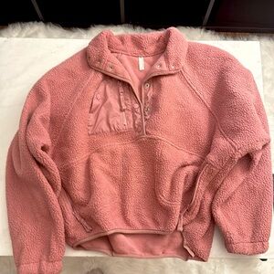 Free People “Hit the Slopes Fleece Pullover”  in pink